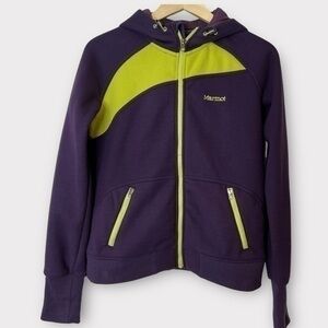 Marmot Hoodie Fleece Womens medium Full Zip Hoodie Hooded Jacket Purple Green